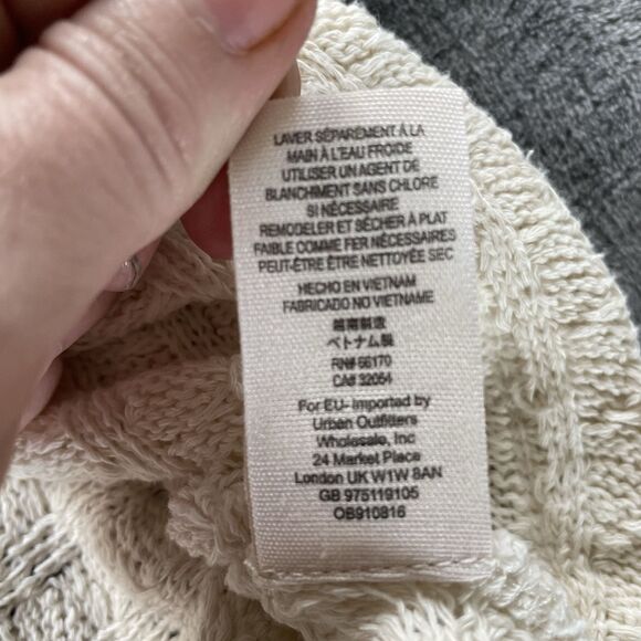 Free people Thermal Top Women's Medium Ivory Thien’s Hacci Boho Hippie Sweater - Picture 12 of 13